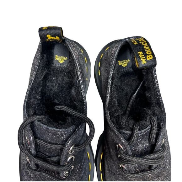 Dr. Martens Women's Size 5- 5.5. Fur- Lined Metallic Black Leather Platform Shoe - Picture 7 of 10